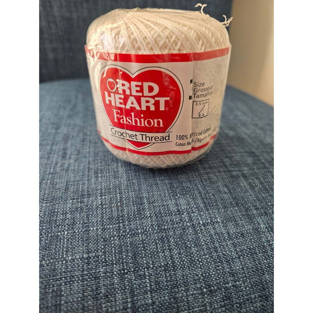 Red Heart Fashion Crochet Thread Size 3 White 100% Mercerized‎ Cotton 3.5mm E-4